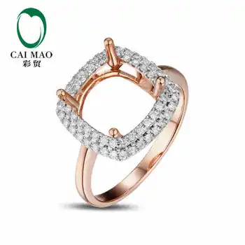 CaiMao Padi lõigatud Pool Rõngas Seaded & 0.31 ct 14-karaadine Teemant Rose Gold Gemstone Engagement Ring Trahvi Ehteid