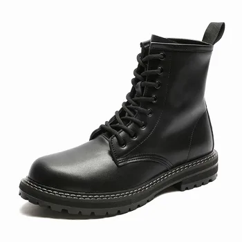 meeste luksuslik moe mootorratta saapad mustad platvorm kingad nägus kauboi bottes homme sügis-talv lühike, botas de homens zapato