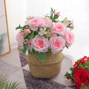 1 Kimp 7 heads Kunstlik Pojeng Tee Rose Lilled, Camellia Silk Võltsitud Lill flores DIY Kodu Aias Pulm Teenetemärgi