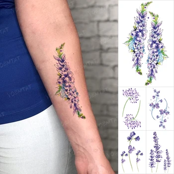 Lilla Lavendel Taim Tato Inkjet Üleandmise Veekindel Ajutine Tätoveering Kleebis Käe Pahkluu Body Art Võltsitud Tatto Mehed Naised Kid Laps