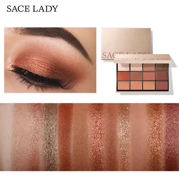 SACE Lady 12-Värvi Lauvärv Plaat Matt Pearl Kõrge Värvimine Kestev Non-Õitsev Meik Sahtel Kosmeetika Kingitus Naistele SL320