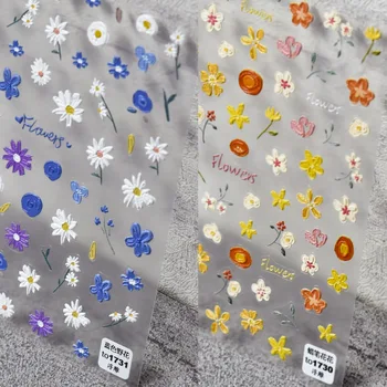 Lilled Kleepsud Küüned Päevalille 5D sisse Pressitud Dekoratsioonid Art Liim Kleebised Tarvikud Disain, Maniküür Hulgimüük