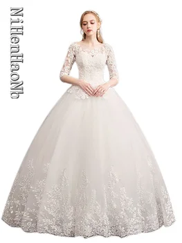 Uus Romantiline Magus Elegantne Luksus Pikk Pits Printsess Pulmad Kleit Kuulsus Pruut Kleit Vestidos De Noiva