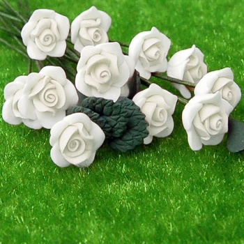 iland 1/12 Nukumaja Miniatuuri Mini Flower Savi Valge Roosi Lehed 6tk fpr Mannekeeni Maja Decor Mudel OP02907