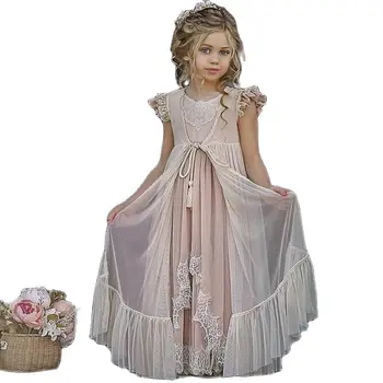 Vintage Roosa Lilleneiu Kleit Pits Kaks Tükki Princess Sünnipäev, Pulmapidu Girl Kleidid Armas Poiss Õhtusöömaaeg Kleit