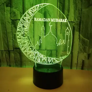 3D Ramadan LED Tuled Akrüül-EID Mubarak Moslemi Teenetemärgi Desktop Koju Tuled, Kuu, Tähed, puldiga Värvikas EID Lamp