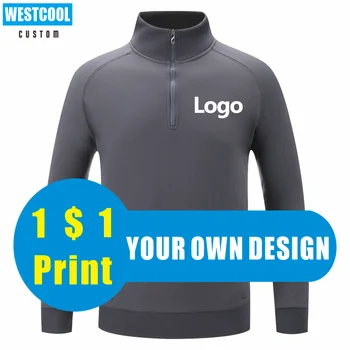 WESTCOOL Kvaliteetne Pool Zip Palus Kampsun Custom Logo Print Isiklik Disain 6 Värvi Meeste Ja Naiste Tikandid Uus Sweatershirt