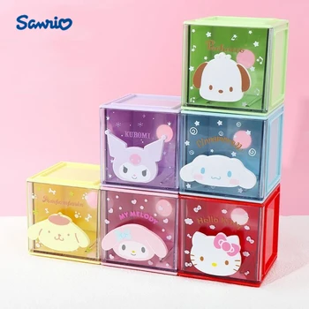 Sanrio Kawaii Hellokitty Kuromi Mymelody Cinnamoroll Square Väike Ladustamise Sahtli Box Anime Girly Südame Desktop Ladustamise Virnastatavad