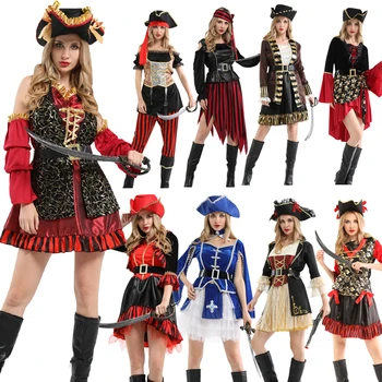 Halloween Naiste Sexy Kostüümid Naistele Piraat Cosplay Kostüüm Kariibi mere Piraadid Müts Karneval Isik Ei ole Relva