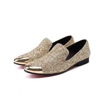 Mens Kleit Kingad Glitter Gold Ametlik Ehtne Nahk Ring Varba Kingad Meestele Itaalia Stiilis Oxfordi Kingad Chaussure Homme Cuir