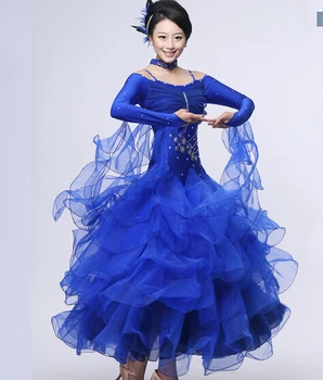 Kaasaegse Tantsu Kostüümid Standard Tantsusaal Kleit Etapp Tango Naiste Tulemuslikkuse Kive Sinine