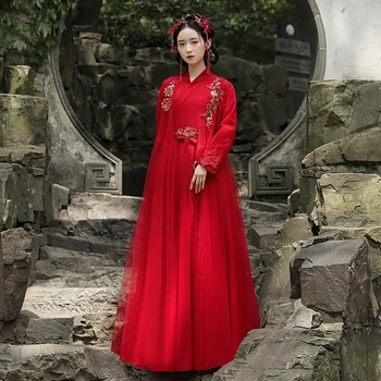 Vana Hiina Printsess Style Punane Hanfu Kleit Traditsiooniliste Hanfu Hiina Folk Dance Kostüümid Hanfu Festival Varustus SL6951