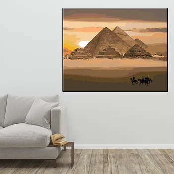 Värvimine Poolt Numbrid Egiptuse Püramiidid Dekoratiivsed Lõuendile Maali Kunsti Kingitus DIY Kuulus Pilte Number Akrüülvärv Home Decor