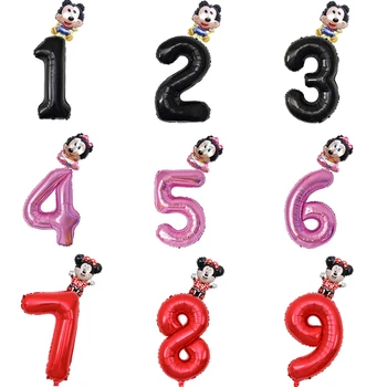 Disney 32inch Number Foolium Õhupallid Miki Minni Õhupalli Joonis 1 2 3 4 5 Aastane, Lapsed, Poiss, Tüdruk Sünnipäeva Decor Baby Shower