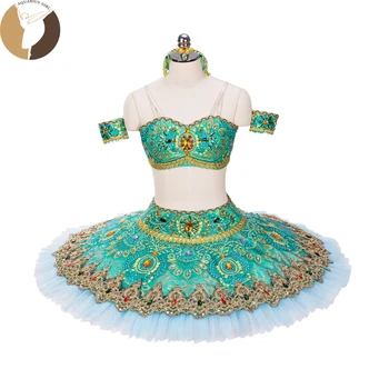 Kaks Tükki Ballet Tutu Professionaalne Ballett Taldrik Araabia Stiilis Roheline Kleit 11 Kihti Tüll Täiskasvanud Klassikaline Ballett Kostüümid Müük