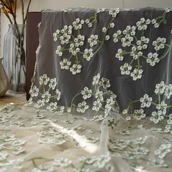 Elegantne Lilled Tikitud Silma Tüll-Kangast Kevad-Suvine Naiste Kleit Dekoratiivsed Riie 50cmx155cm