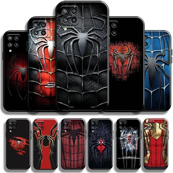 Marvel Spiderman Logo Telefoni Puhul Samsungi Galaxy M12 Põrutuskindel Kate Must Täieliku Kaitse Kest Coque Tagasi Funda