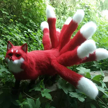 uue simulatsiooni red Fox mänguasi käsitöö tõetruu üheksa sabad firefox nukk kingitus umbes 35x23cm