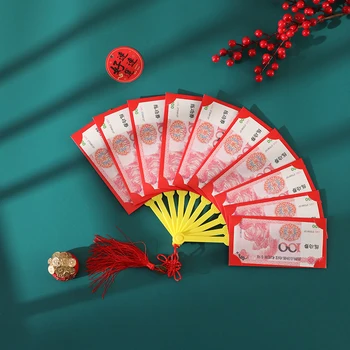 Uued Hiina Uue Aasta Punased Ümbrikud Fänn Kuju Hongbao Hiina Kevadel Festival Punane Taskud Parim Soovin Õnne, Raha Taskud Kingitus
