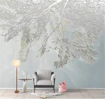 Kohandatud taustpildi rohelised lehed, akvarell stiili põhjamaade minimalistlik tv taust seina-kvaliteetsest veekindlast materjalist