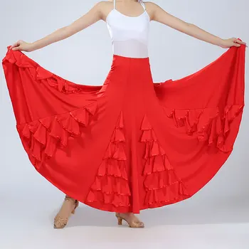 Naiste Kaasaegne Tants Seelik Pikk Ruffle Tantsusaal Seelikud Flamenco Tantsu Kostüüm Hispaania Flamenco Kleit Valss Suur Kiik Seelik
