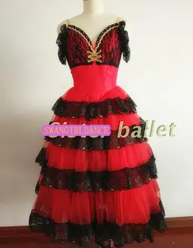 Hispaania bullfight tantsu kleit punane tüdrukud giselle ballet tutu kleit romantiline Don Quijote ballett kleit professionaalne womenSB0012