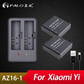 Palo 2tk Xiao mi YI 4K Aku AZ16-1+USB Dual Charger Xiaoyi Action Kaamera 3.85 V Laetav Aku az16-1