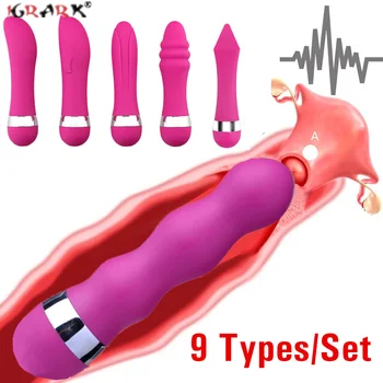9pcs Dildos Vibraator AV Kinni Kliitori Stimulaator Tupe, Päraku Keha Massager Erootilise Sugu Mänguasjad, Naiste Täiskasvanud Naine Masturbators
