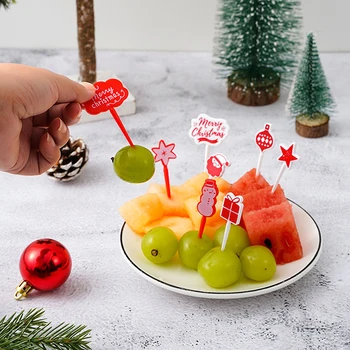 8pcs/set Mini Cartoon Christmas Puu-Kahvel Lapsed Suupiste Magustoit Korja Kook Bento Lõunaks Pool Kaunistamiseks Armas Kahvlid