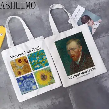 Lady Shopper Kott Van Gogh Kunsti Õli Värviga Trükitud Kawaii Kott Harajuku Naiste Ostukott Lõuend Shopper Kott Tüdruk Käekott Tassima Kotid