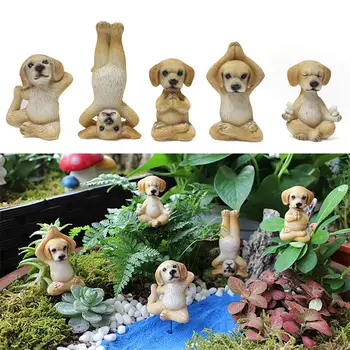5tk/Set Kutsikas Figuriin Loominguline Multikas Loomade Realistlik Vaik Haldjas Aias Jooga Koerad Kääbus Garden Ornament Home Decor