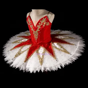 Professionaalne Ja Kõrge Kvaliteediga Kohandatud Suurus 12 Kihti Tulemuslikkuse Konkurentsi Kanda Naiste Täiskasvanud Punane Valge Ballet Tutu Tantsu Kostüümid