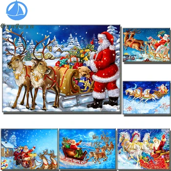 DIY Cartoon Lumememm 5D Diamond Maali Täis Puurida Santa Claus Diamond Tikandid põder Jõulud Kingitus ristpistes Komplektid decor