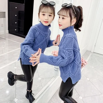 Tüdrukute Kampsun Lapsed Mantel Outwear 2021 Vabaaja Plus Velvet Paksenema Soe Talv Sügis Kudumise Tops Puuvill Laste Riided