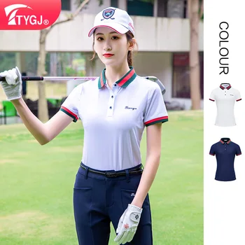 TTYGJ golf rõivad, naiste lühikese varrukaga, kanna polo särk Rinnamikrofon õhuke elastne T-särk, Top Sport