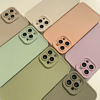 Matt 12 Värvi Pehmest Silikoonist Telefon Case For iPhone 14 11 12 13 Pro Mini Max 8 7 Pluss X-XR, XS SE 2022 Lns Plain Põrutuskindel Kate