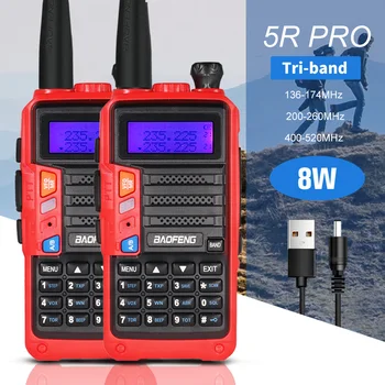 2TK Baofeng UV-5R Pro Amatöör-Raadio Kaasaskantav Walkie Talkie Pofung UV-5R Pro 8W VHF/UHF-R Dual Band kahesuunaline Raadio CB Raadiod