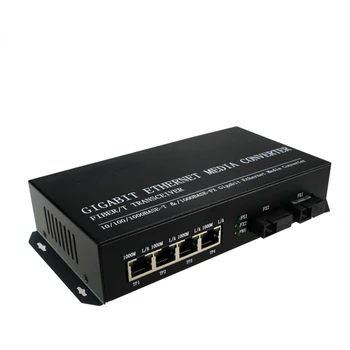 2 Kiudaineid Sadama 4-Port Kiudaineid Switch 10/100/1000Mbps Tööstus-Media Converter