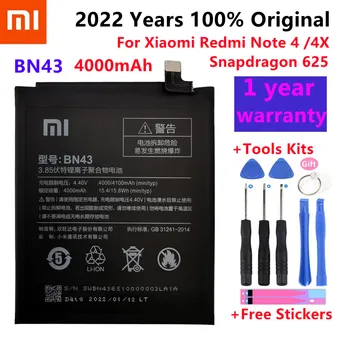 100% Orginaal BN43 Aku 4000mAh Jaoks Xiaomi Redmi Märkus 4X / Märkus 4 ülemaailmse Snapdragon 625 Kõrge Kvaliteedi BN43 +Tasuta Tööriistad