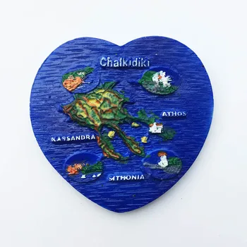 QIQIPP kreeka loometurism mälestus dekoratiivsed käsitöö südame-kujuline kaart vaik käsitsi maalitud magnet külmik kleebised