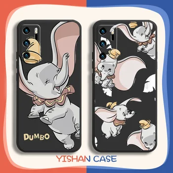 Disney Dumbo Telefoni Puhul Huawei 10 20 P30 P40 P50 Lite Pro 2019 Pluss Lite E 5G Must Funda Pehme Kaas Tagasi Capa Silikoon