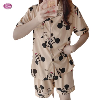 Mickey Mouse Puuvillane Pidžaama Naiste Komplekt Pidžaamad Nuppu Pigiama Donna Pjs Suvel Mujer Pijama Sleepwear Nightwear Pizama Damska
