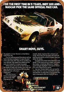 Metallist Märk - 1980. Aasta Pontiac Trans Am Turbo Pace Car - Vintage Ilme Seina Decor Kohvik ja Baar Pubi Kodu Õlle Teenetemärgi Käsitöö