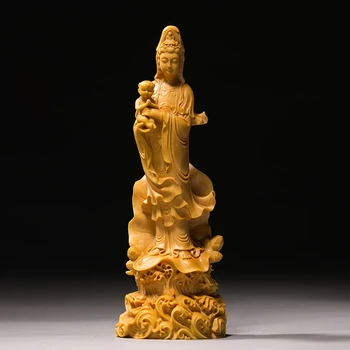 19/22CM SongZi Guanyin Buddhad puidust Kujukeste Palvetan, Skulptuurid Kodu Kaunistamiseks Hiina Stiilis Teenetemärgi Kingitus Puidust Kuju