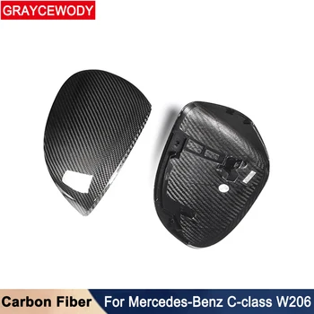 Algne Stiil Päris Carbon Fiber Auto Rearview Mirror Cover Asendamine-tüüpi Shell Eluaseme Mercedes-Benz C-klassi W206
