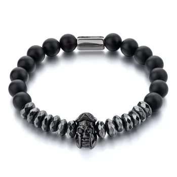 SZELAM Vintage Warrior Pea Looduslik Obsidian Beads Pärlitest Käevõrud Elastne Bangles Naiste & Meeste SBR190009