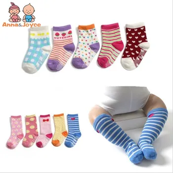 5pairs/palju Kevadel ja Sügisel Mudelid Cartoon Laste Sokid Serveerimiseks Non-slip Puuvill Laste Sokid