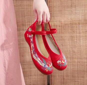 202206207mkj Tikitud lapiga kingad veise-sooned naiste shoesethnic lõuend