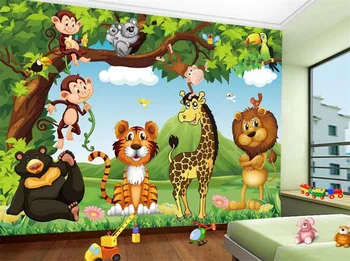Custom Seinamaaling Tapeet 3D Cartoon Loomade Maailma Laste Lapsed Magamistuba Taustaks Seina Maali Eco-Sõbralik, Mitte-Riidest Tapeet 3 D