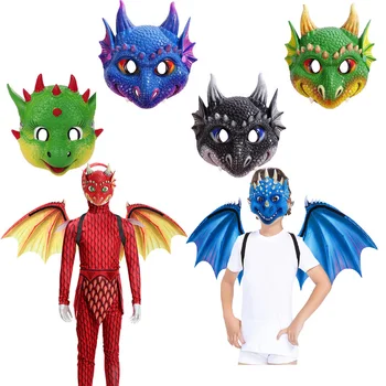 Laste Halloween Cosplay 3D-Loomade Draakon Mask Tiib Sobiks Lapsed Karnevali Poole Sõidavad Cosplay Kostüüm Kingitus Dinosaurus Mänguasjad